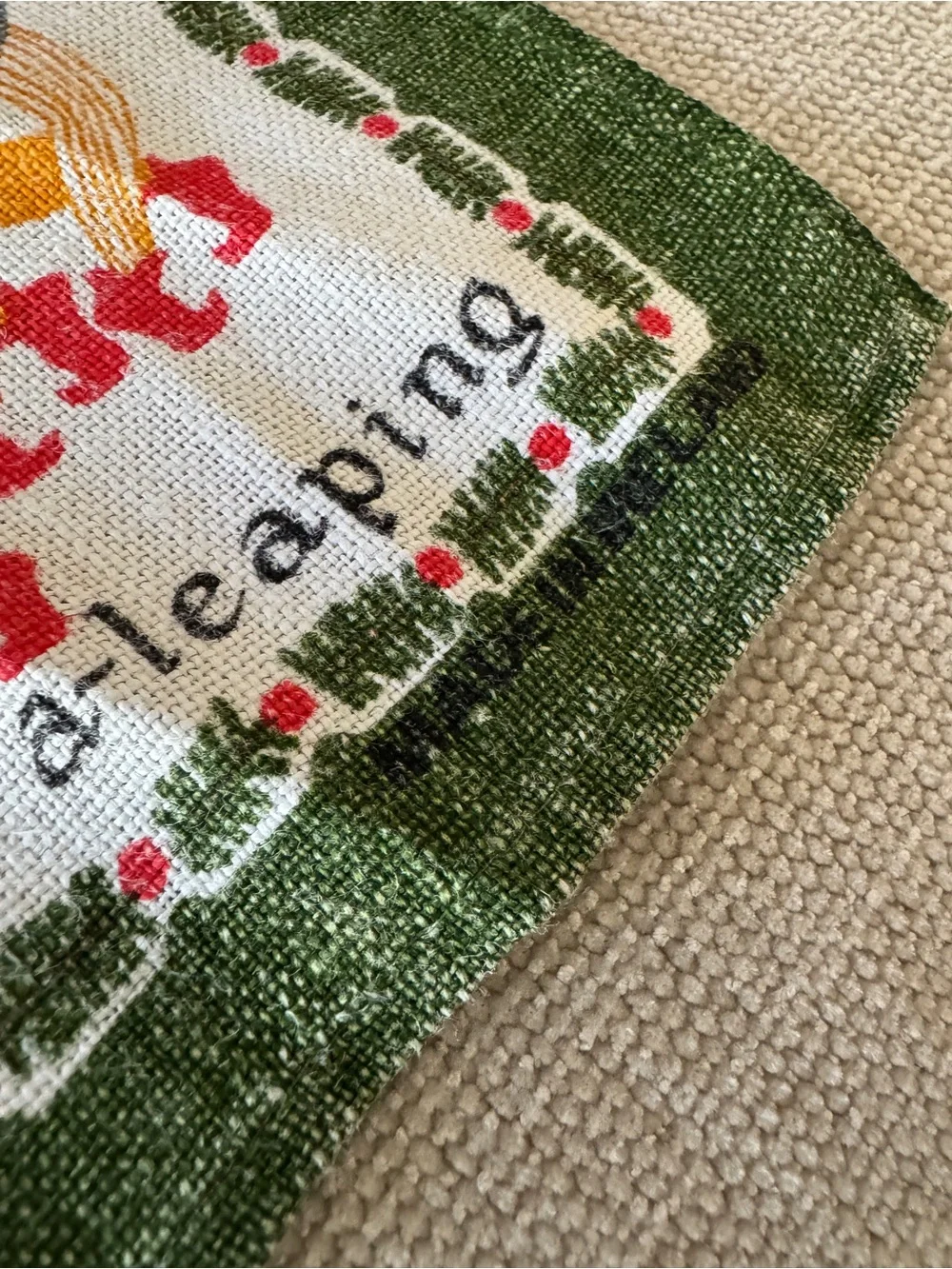 Vintage 12 Days of Christmas Irish Linen Tea Towel - Made in Ireland 1960s-1970s